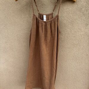 Stars Above Brown Textured Sleeveless Top